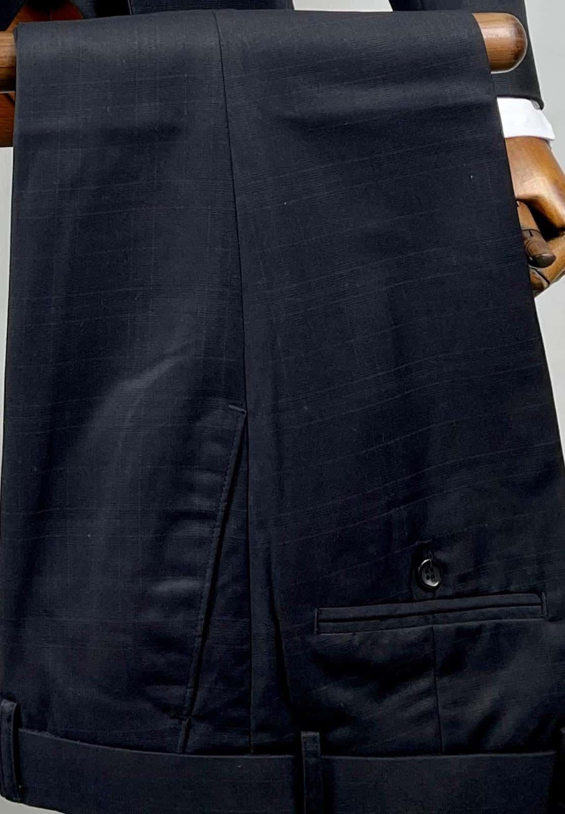 AC3242A6-韓款黑色格直腳西褲