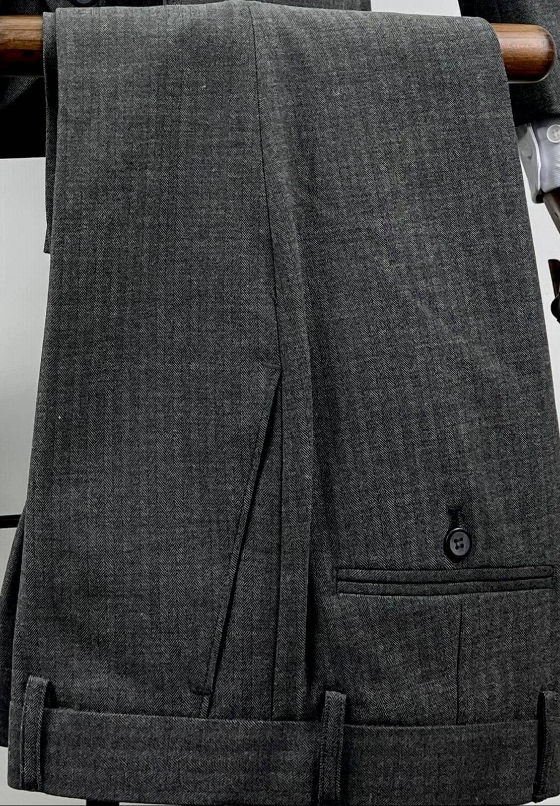 AC3243A6-韓版灰色人字花直腳西褲